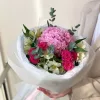 Букет «Розовый июнь» с гортензией, кустовой розой и альстромерией