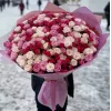 Букет «Пионовый купол» из 101 пионовидной розы микс (кремовые, розовые, малиновые)