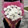 Букет «Белый иней» из 9 белых кустовых хризантем