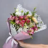 Букет «Розовый акварель» с альстромериями и эустомой