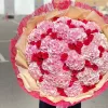 Букет «Розовый купол» с гортензиями и розами