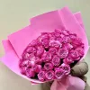 Букет из 51 розовой пионовидной розы «Малиновый купол»