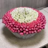 Корзина «Розово-белый купол» из 301 тюльпана