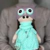 Кукла-тильда ручной работы «Совёнок в мяте» — девочка в шапке филина