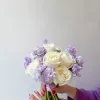 Букет невесты «Лавандовый обет» с розами и матиолой